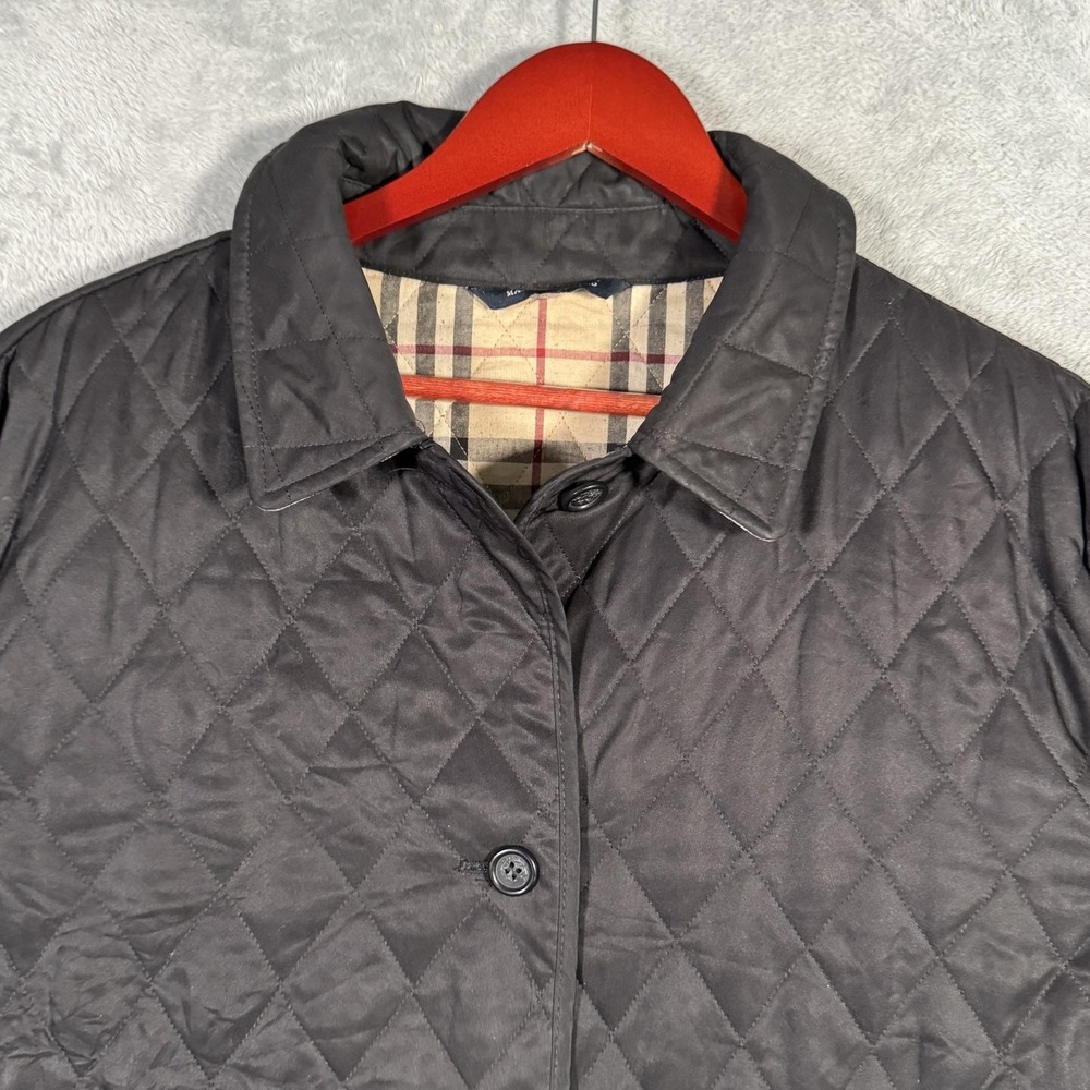 Burberry London Jacket Mens XL Black Quilted Nova Check Lined Made In England - Picture 3 of 13